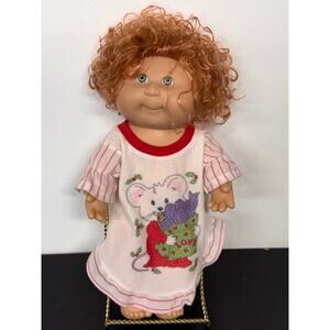 Vintage 1991 Red Head Cabbage Patch Doll with Christmas Mouse Pajamas